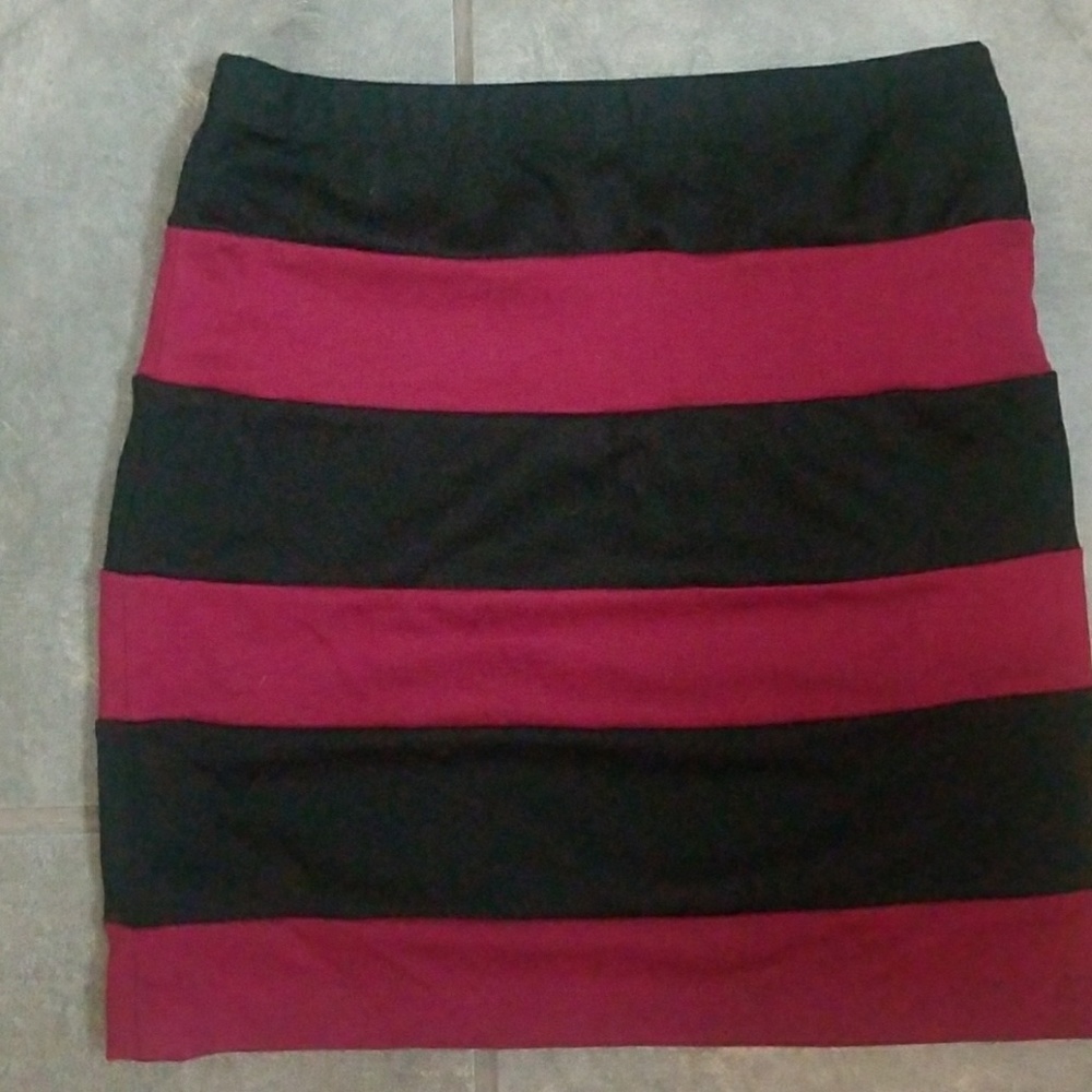 Black and maroon striped skirt